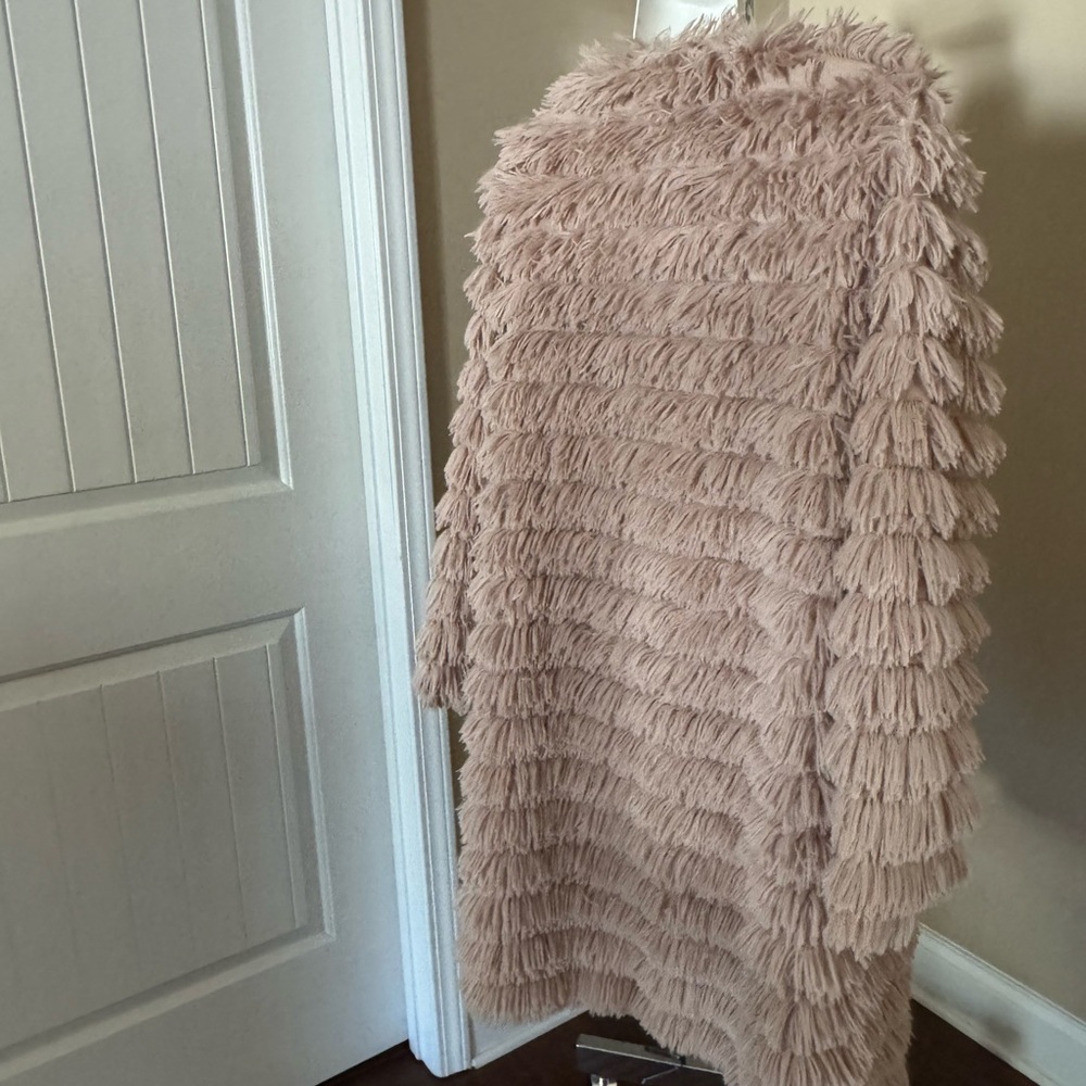 Boohoo Soft Blush Shaggy Faux Fur Coat Jacket - Picture 2 of 6